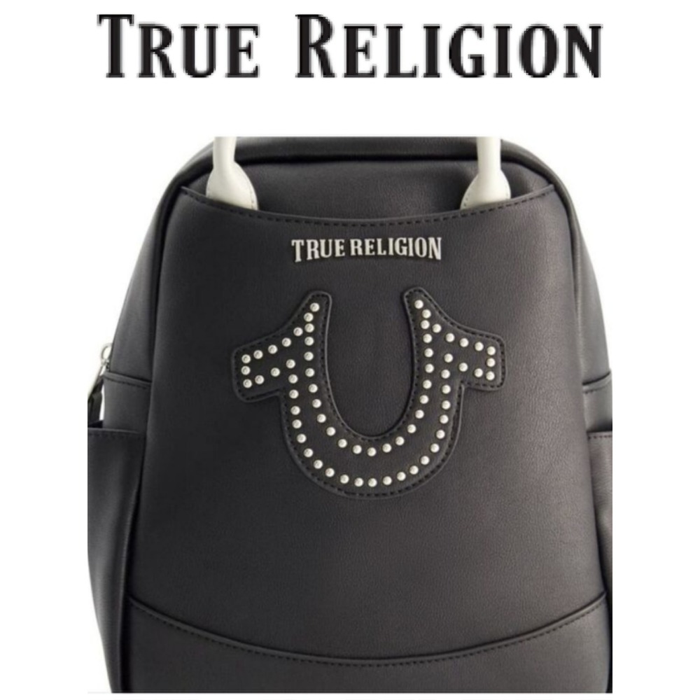 True Religion Studded Horseshoe Logo Backpack-Black